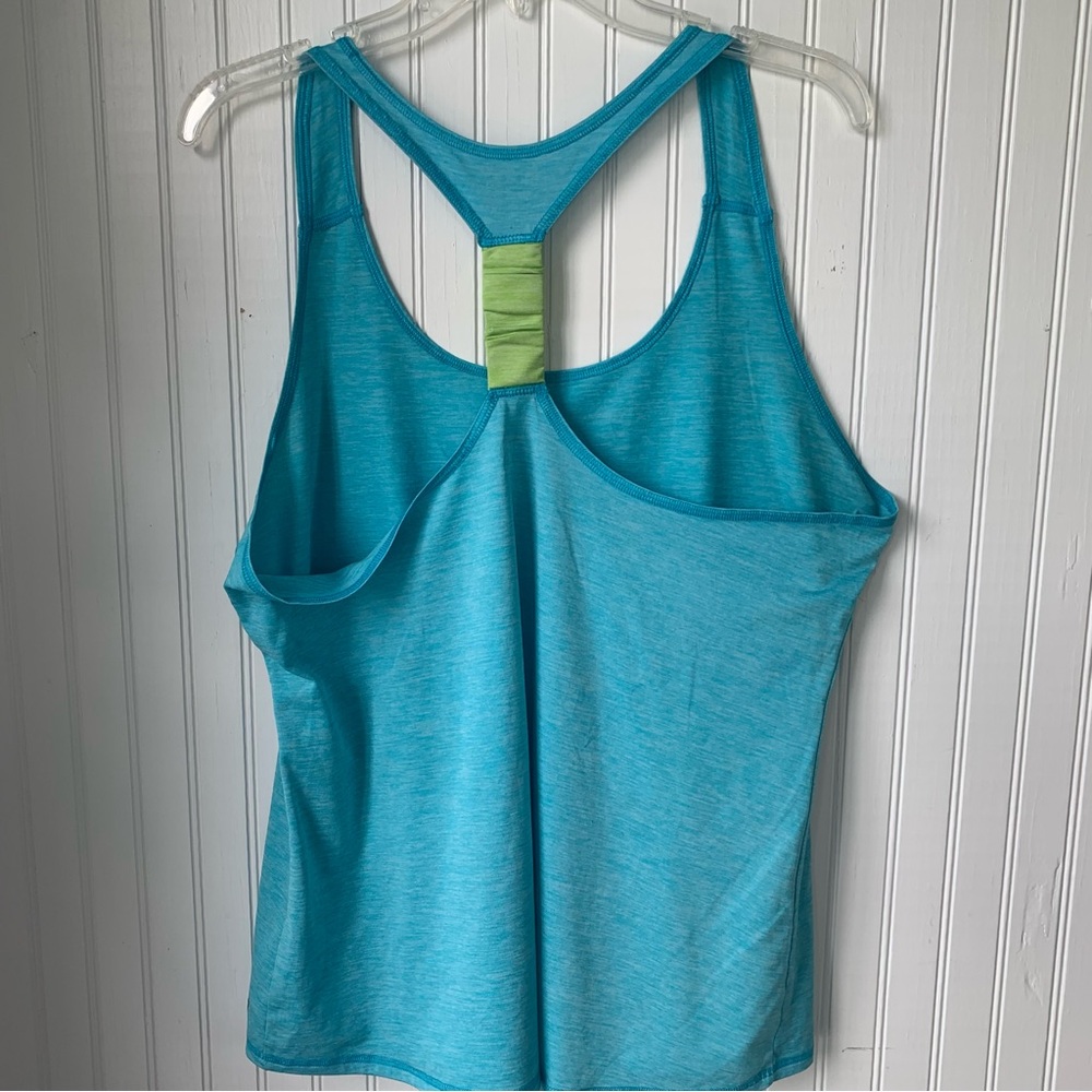 Avia (XL) Racerback Tank Top Teal with Lime Green strap on back - Picture 4 of 5